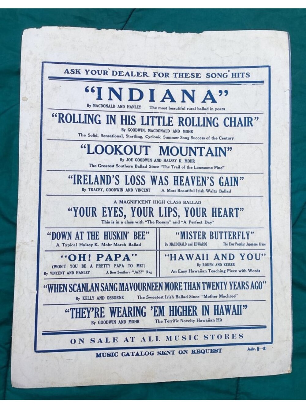 1917 Indiana Sheet Music Ballard MacDonald James F Hanley Astoria OR - Picture 3 of 4